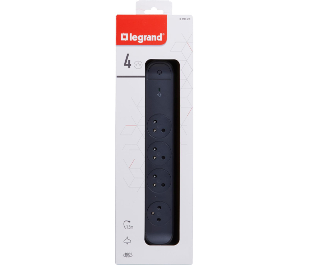 LEGRAND Przedłużacz ochronny 4X2P+Z 1.5M-CZARNY 49423 - 1047771 - zdjęcie 5